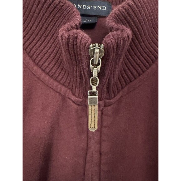 Land End Men’s Sweatshirt Jacket Zip SzL Maroon - Picture 2 of 10